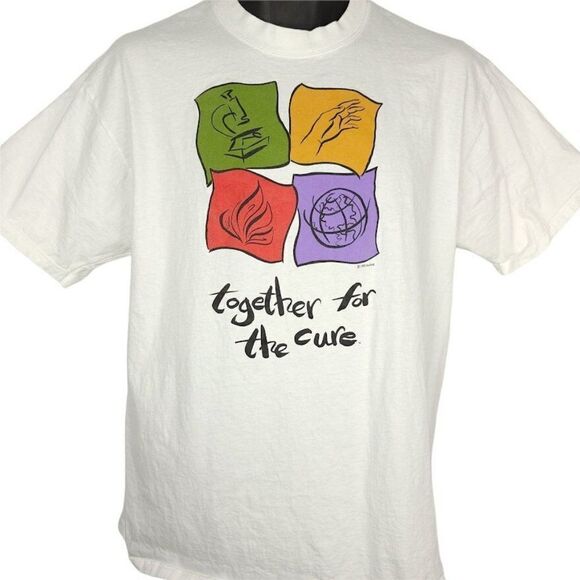 AIDS Research T Shirt Vintage 90s Together For The Cure AmFAR Art Tee Made In US - Picture 1 of 8